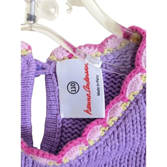 Hannah Andersson Girls Sweater Pastel Purple Size 110 Girls 5 Knit Cotton Floral - Picture 5 of 6
